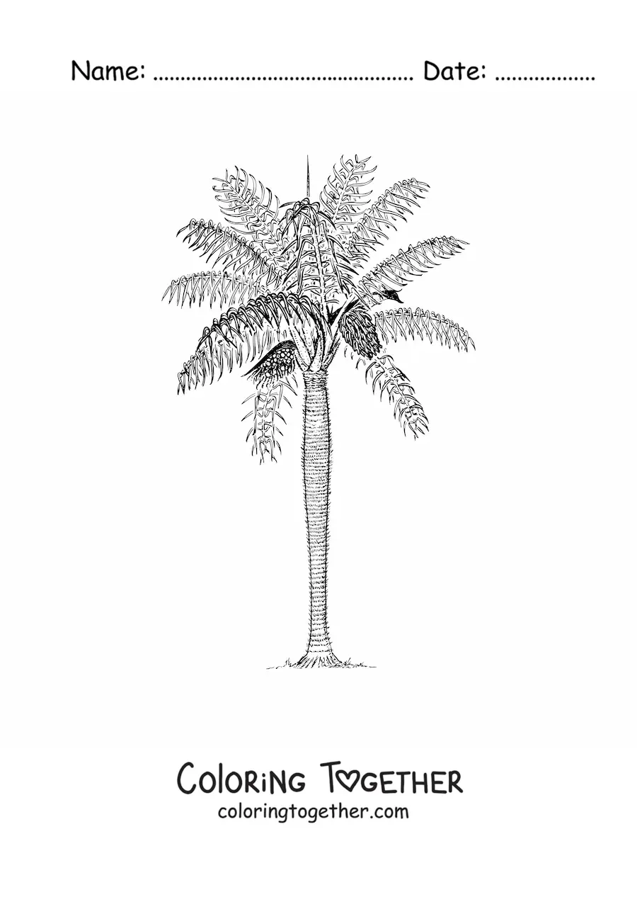 Coloring page of a spiny palm