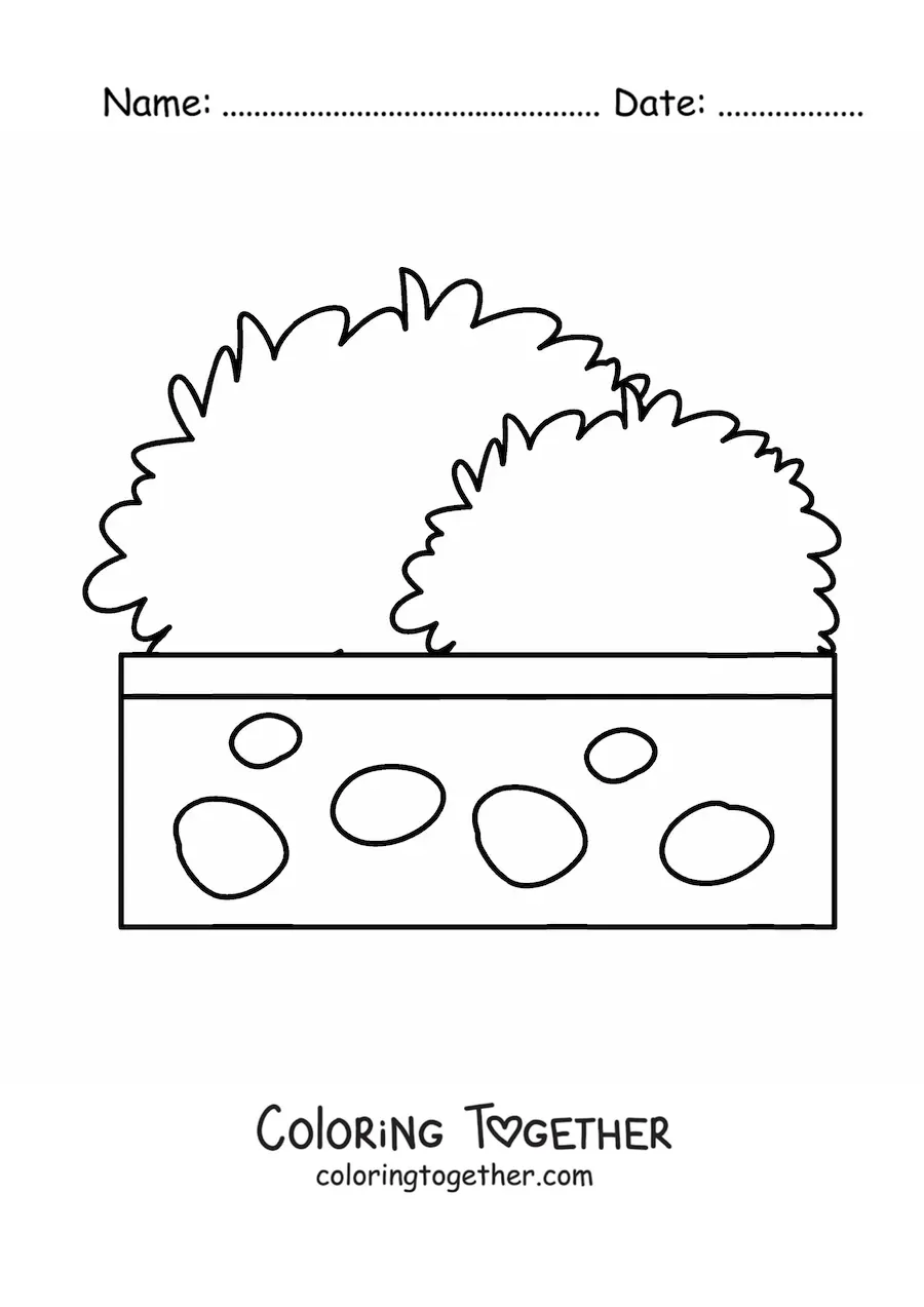 Coloring page of a bush in a pot