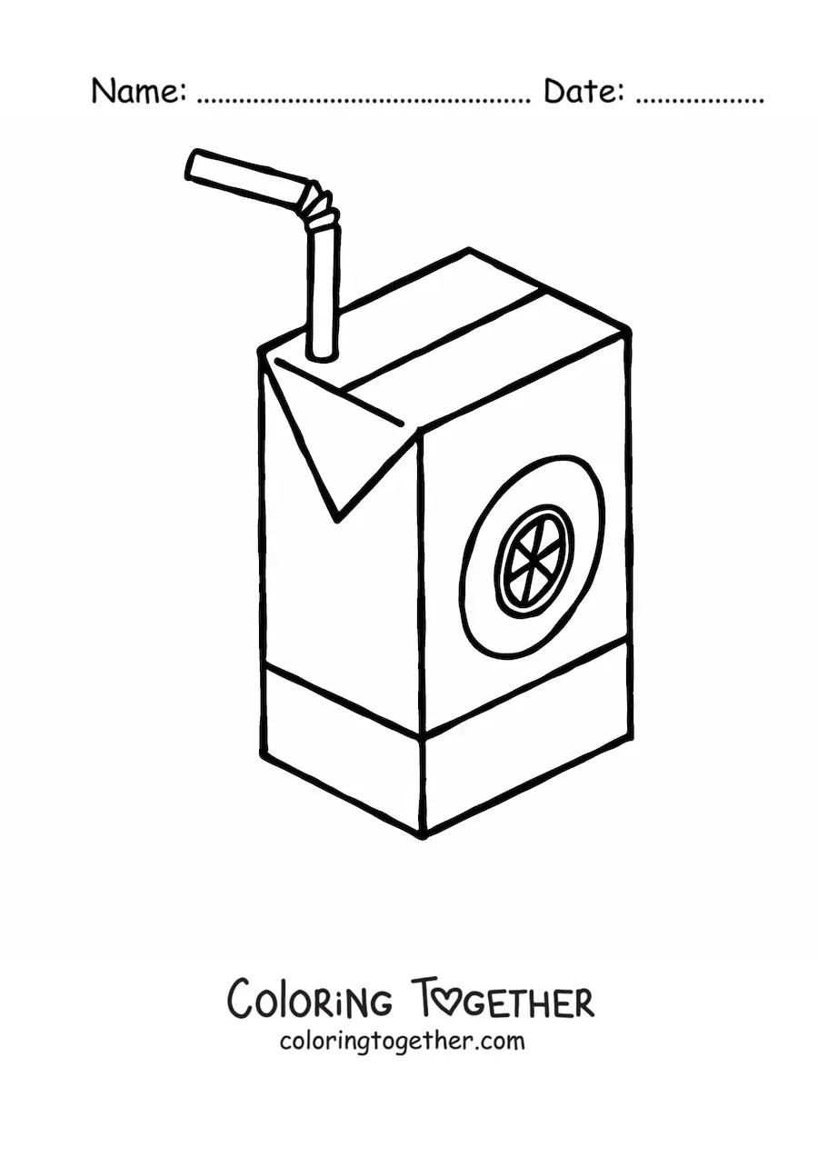 Coloring page of a carton of orange juice