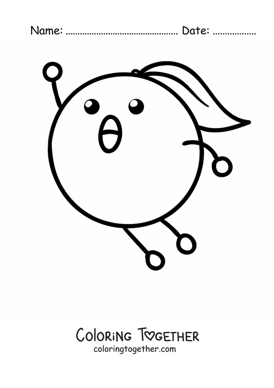 Coloring page of a cartoon orange jumping