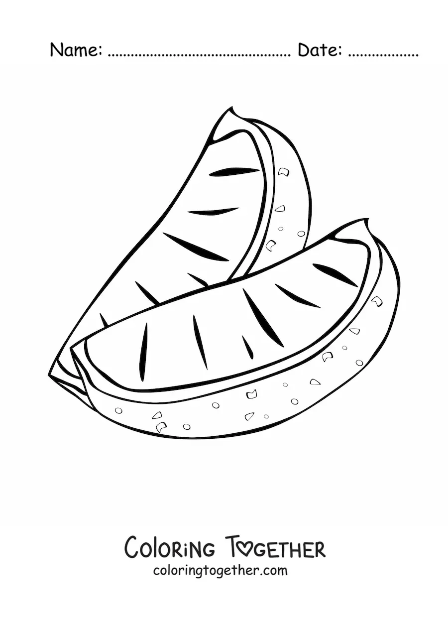 Coloring page of two slices of orange