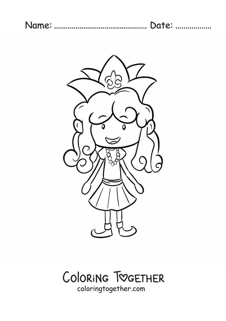 Coloring page of a carnival queen