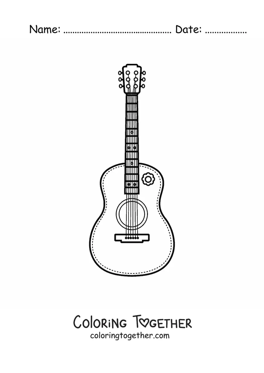 Coloring page of a Spanish guitar