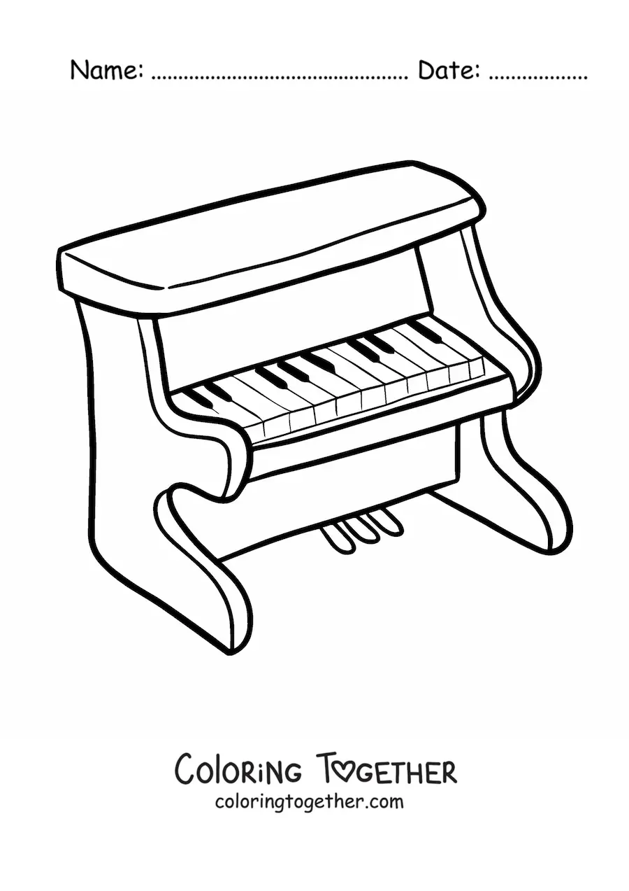 Coloring page of a large piano
