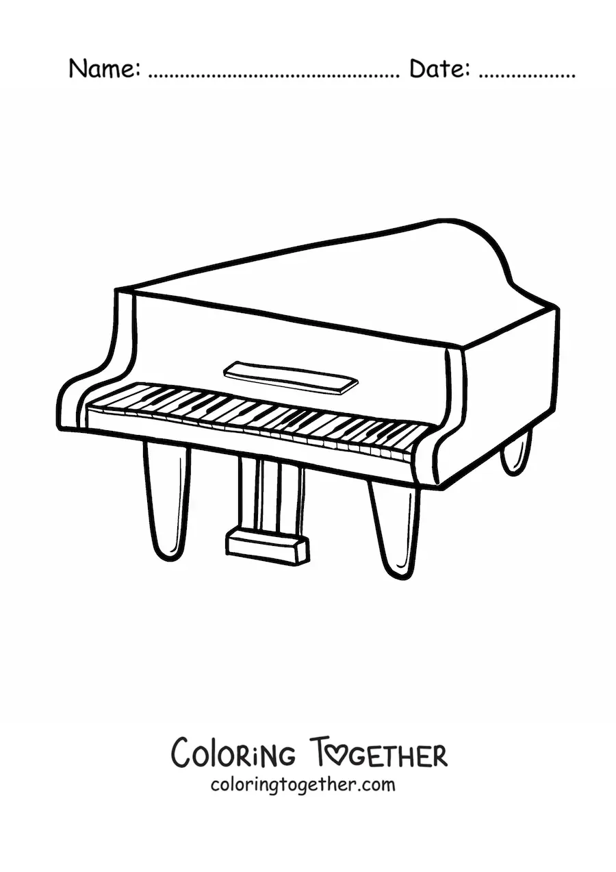 Coloring page of a grand piano