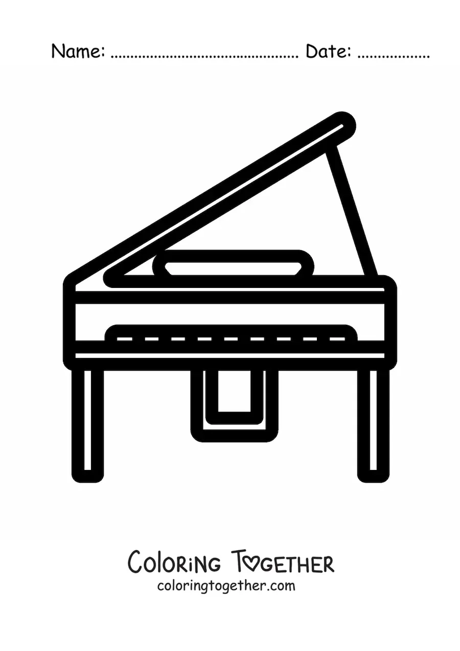 Coloring page of a simple piano