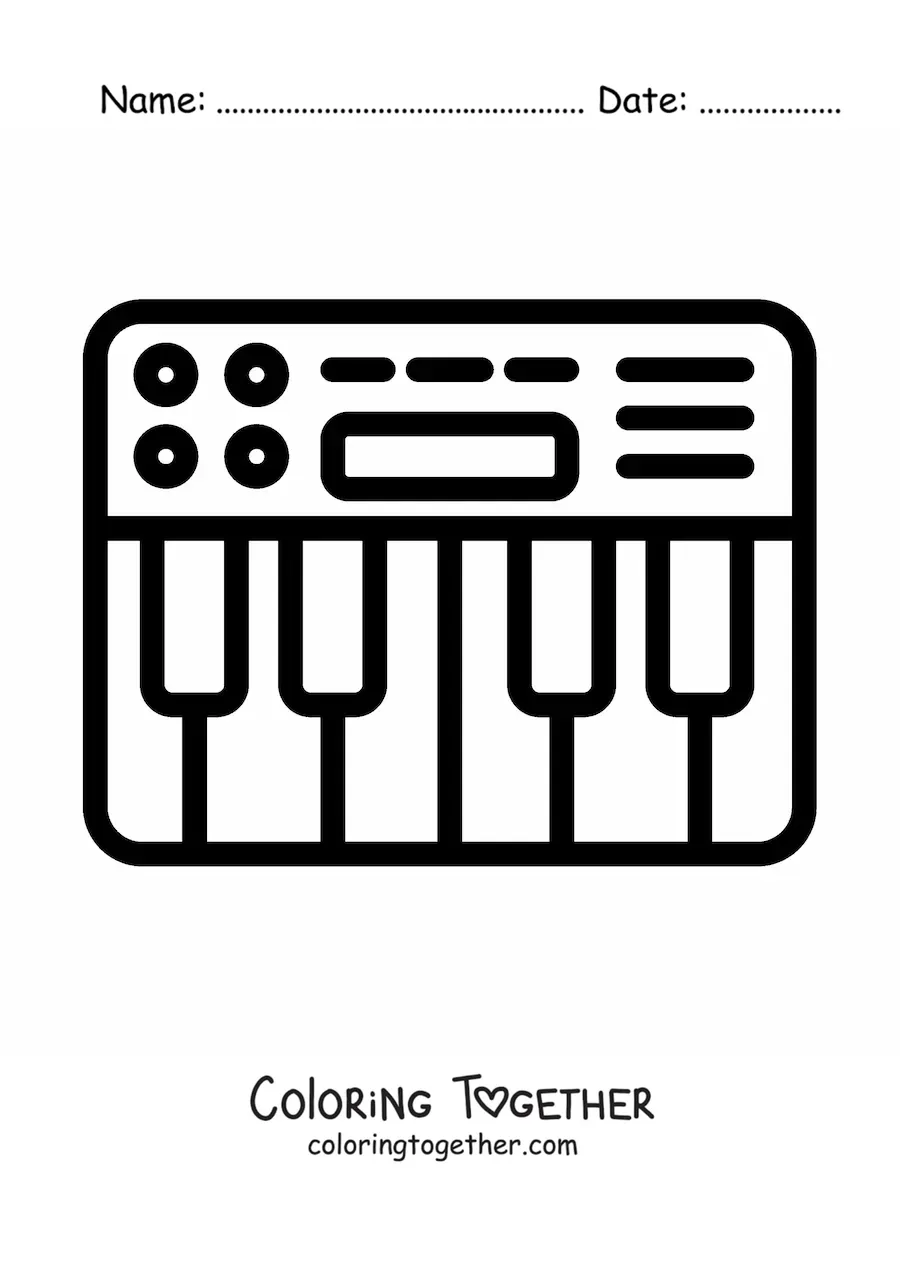 Coloring page of an electronic keyboard