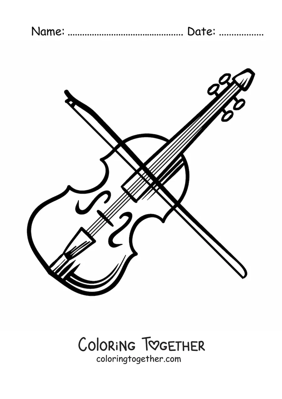 Coloring page of a simple violin