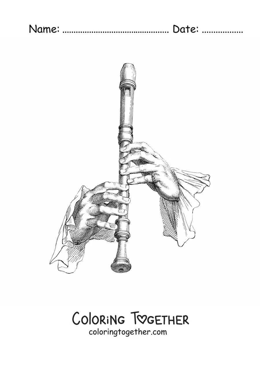 Coloring page of a realistic recorder