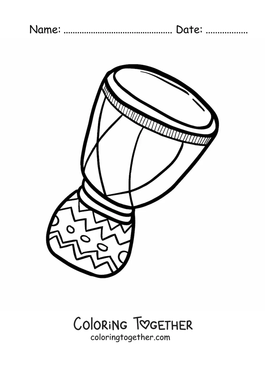 Coloring page of an African drum