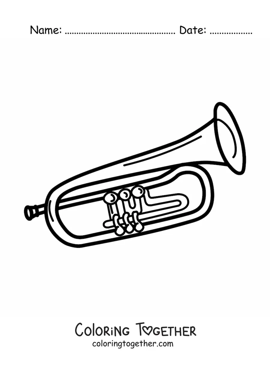 Coloring page of a modern trumpet