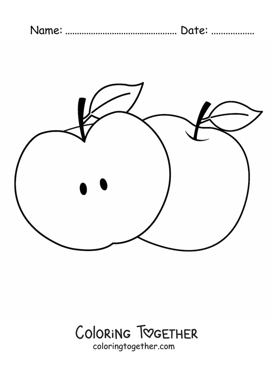 Coloring page of half an apple