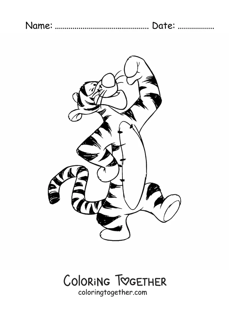 Coloring page of Tigger posing happily