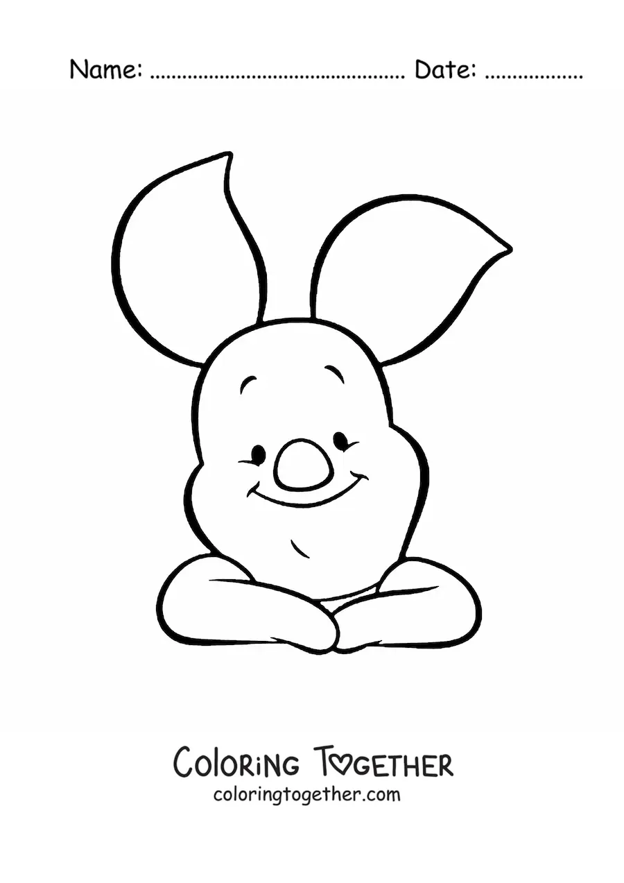 Coloring page of Piglet's smiling face