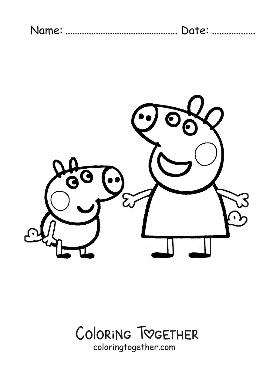 Coloring page of Peppa with George