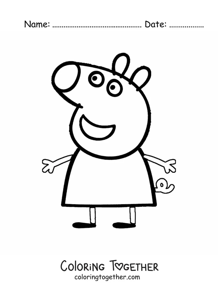 Coloring page of a smiling Peppa