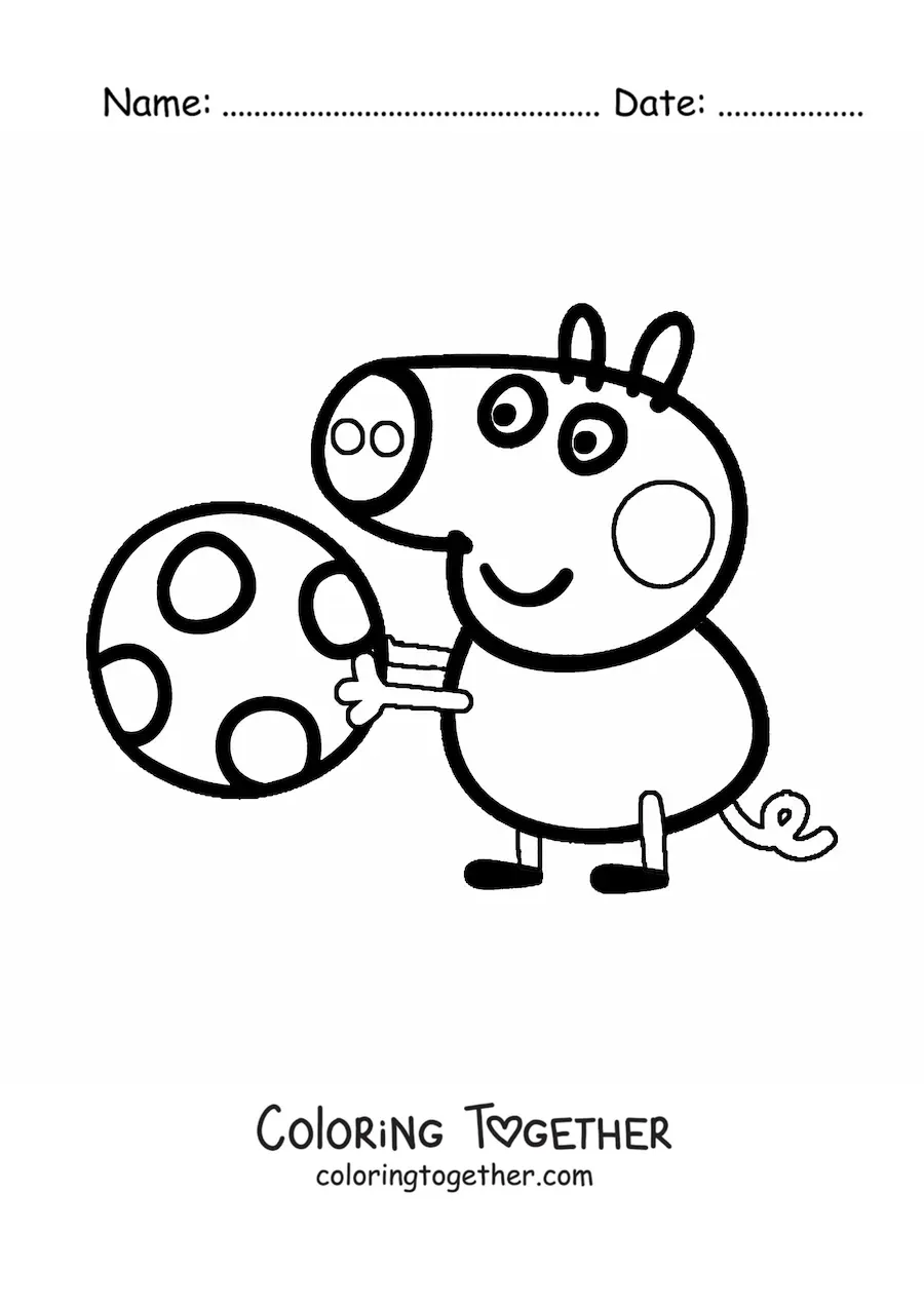Coloring page of George playing with a ball
