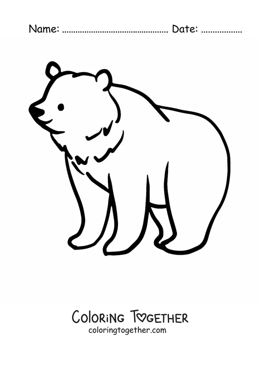 Coloring page of a bear on all fours