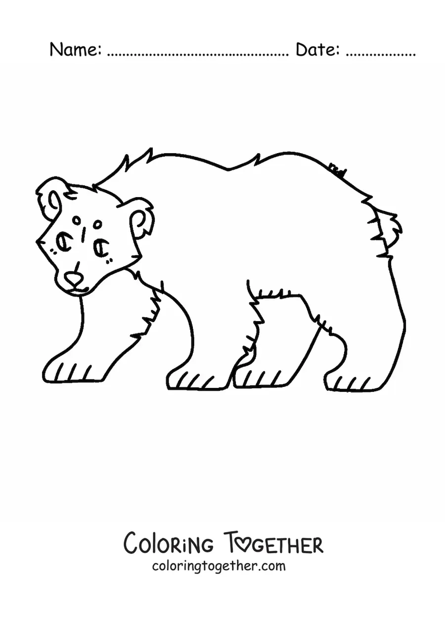 Coloring page of a cartoon bear