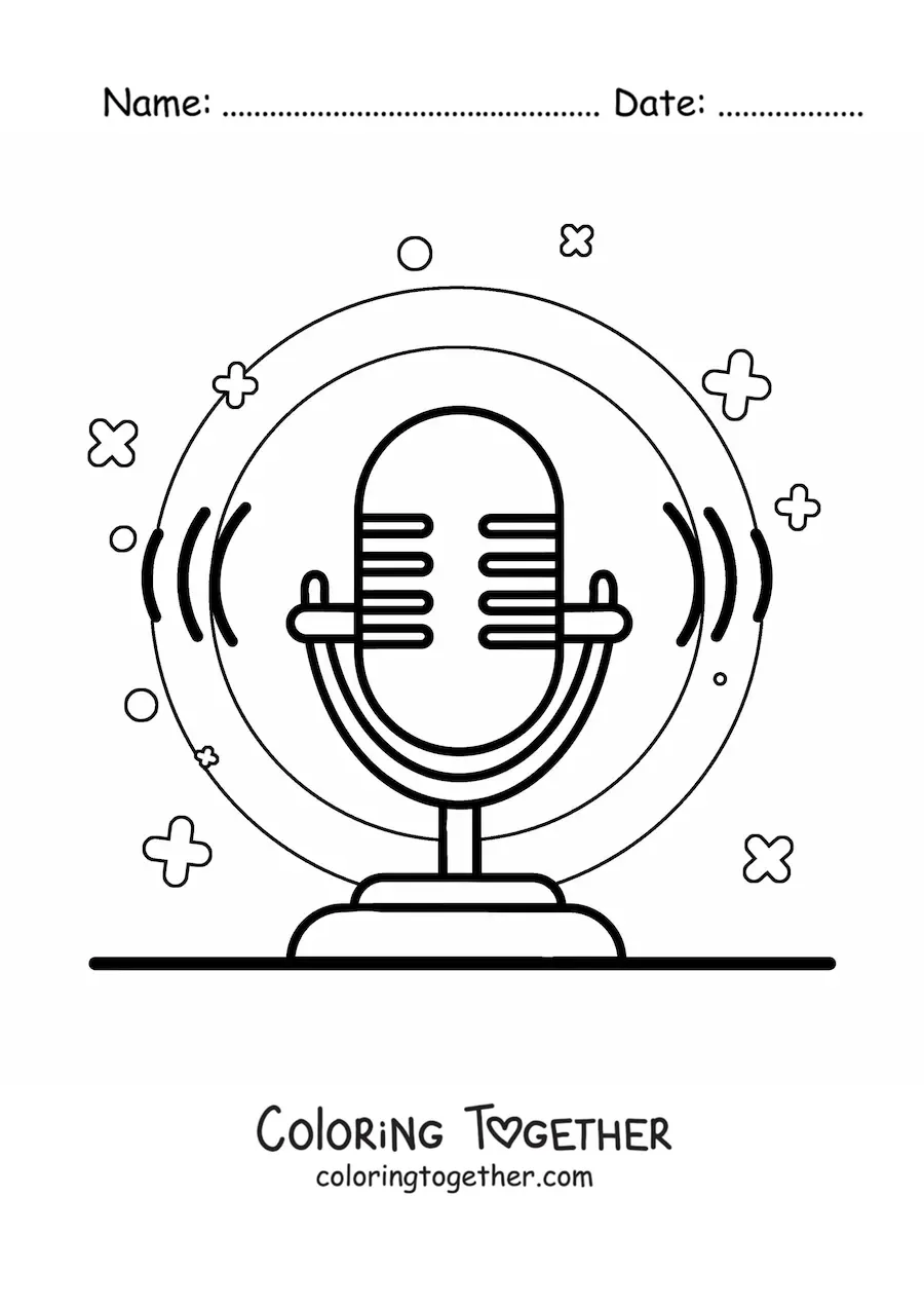 Coloring page of an old-fashioned radio microphone