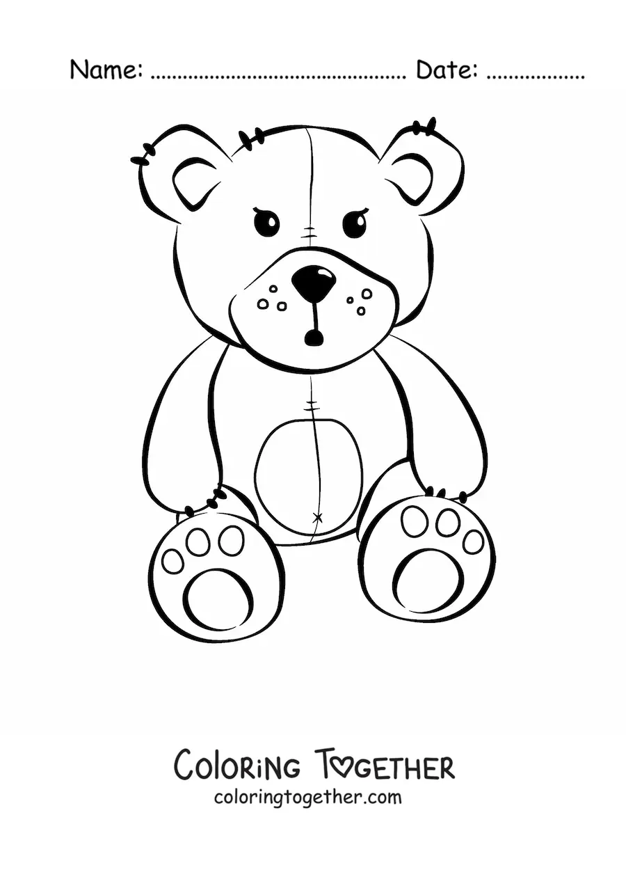 Coloring page of a teddy bear