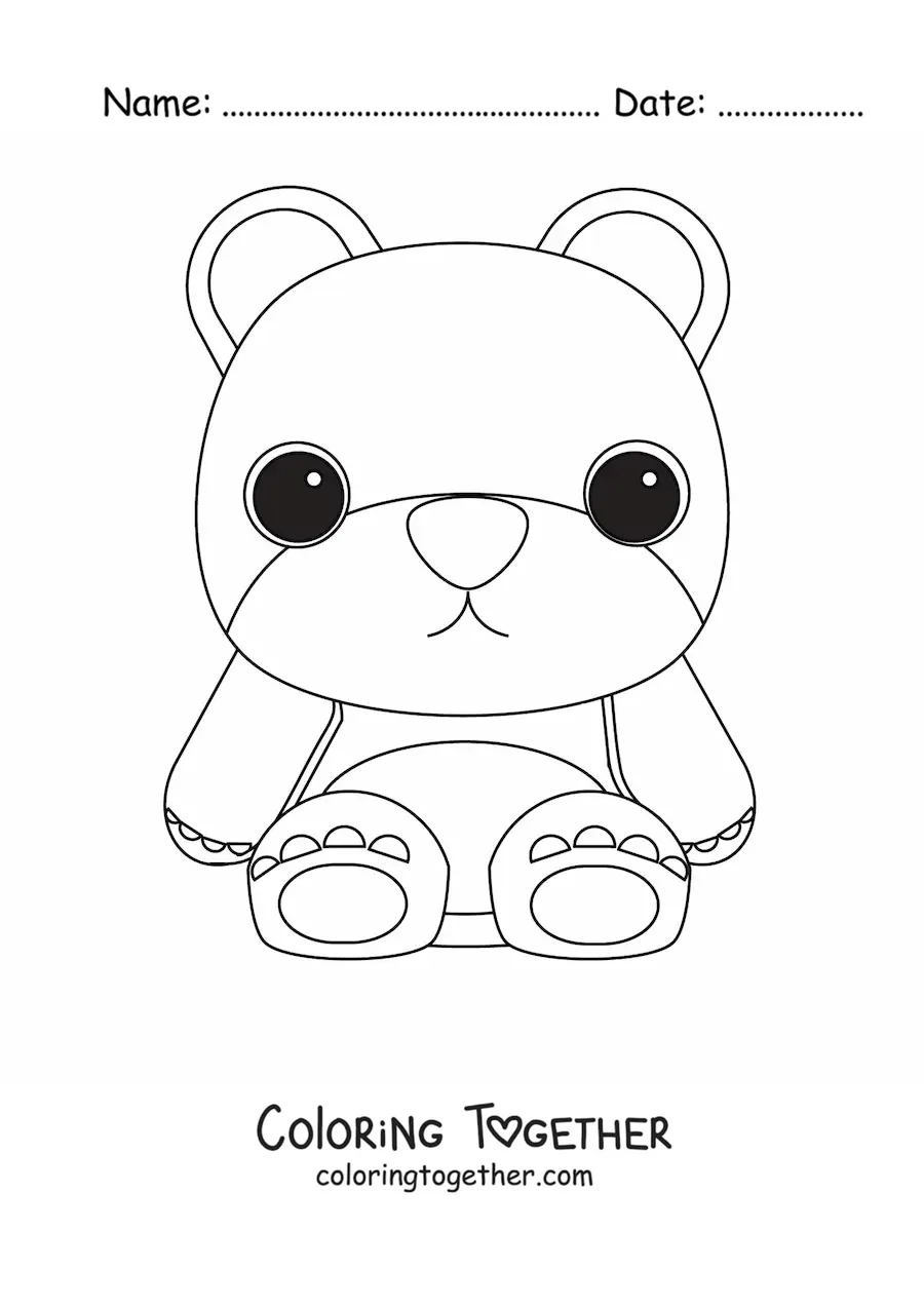 Coloring page of a teddy bear with big eyes