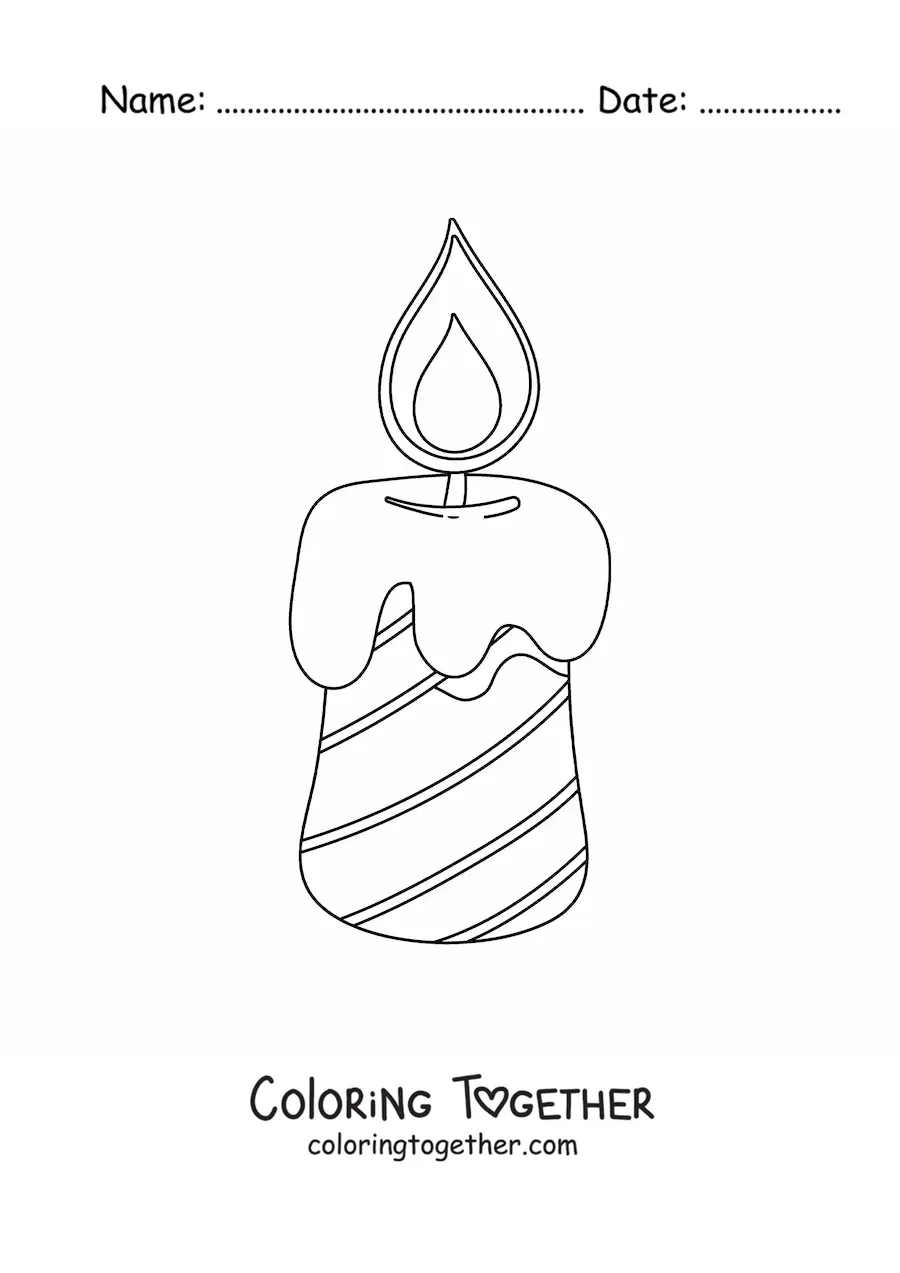 Coloring page of a striped birthday candle