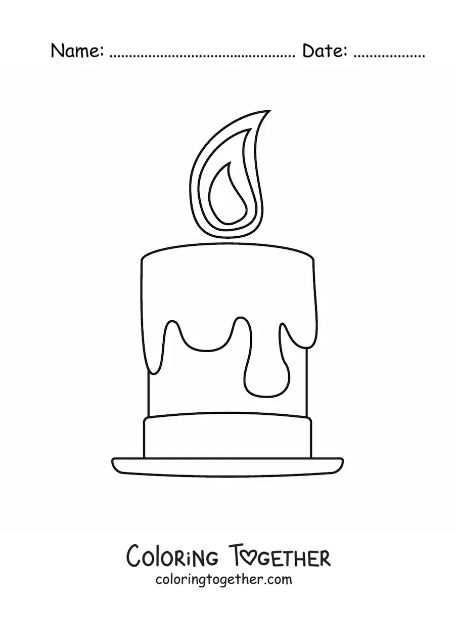 Coloring page of a lit candle
