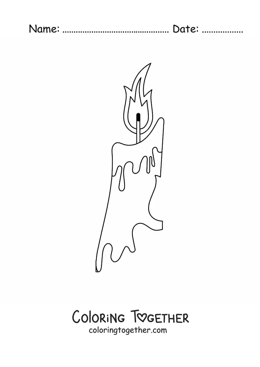 Coloring page of a melting candle