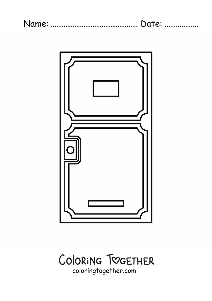 Coloring page of a simple wooden door