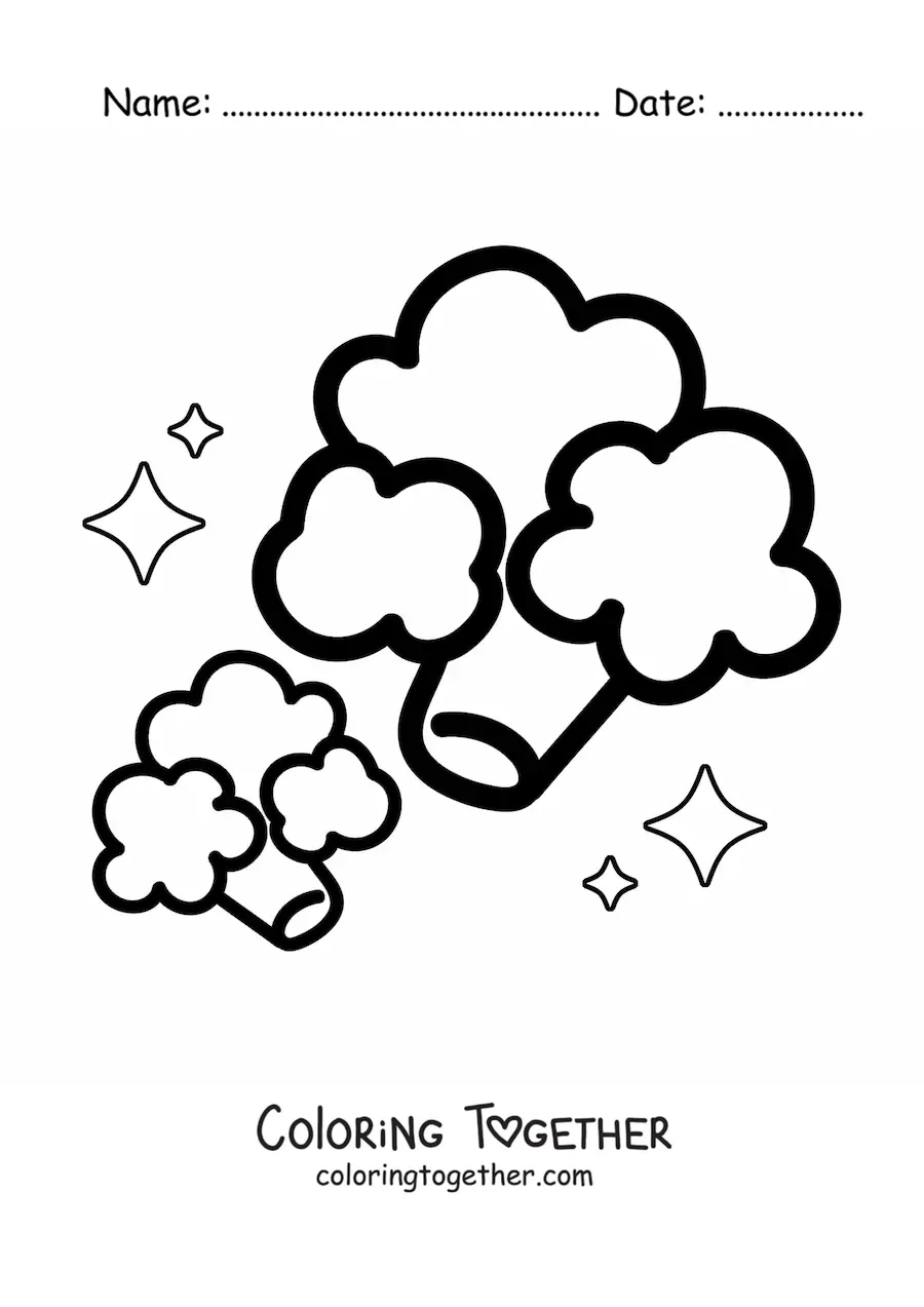 Coloring page of two broccoli florets