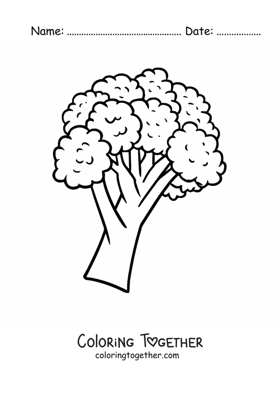 Coloring page of a broccoli