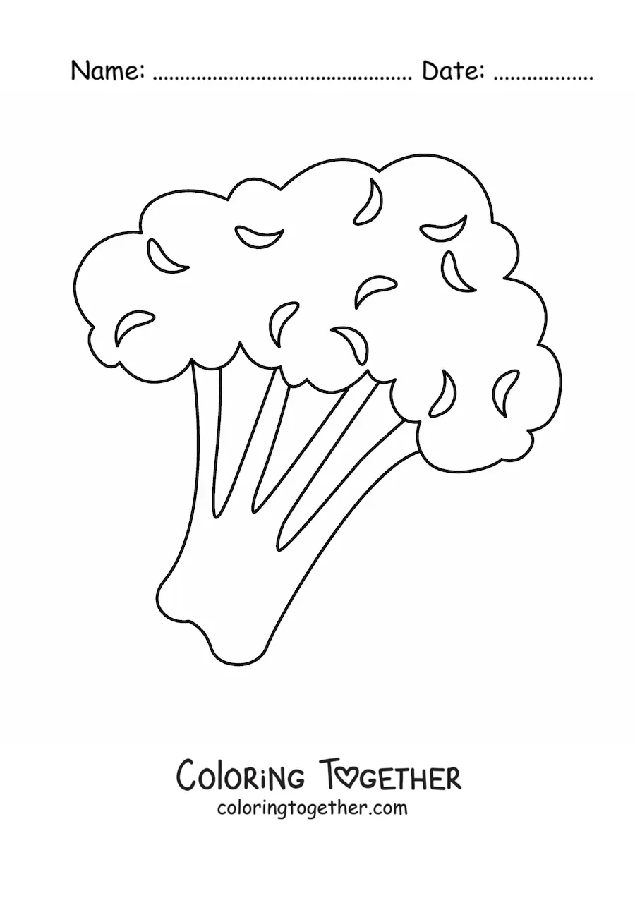 Coloring page of a simple broccoli