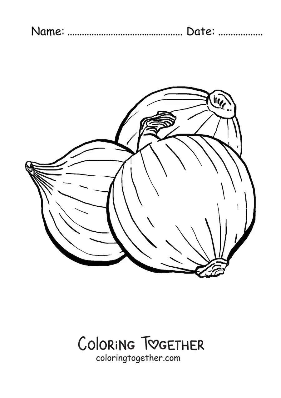 Coloring page of 3 onions
