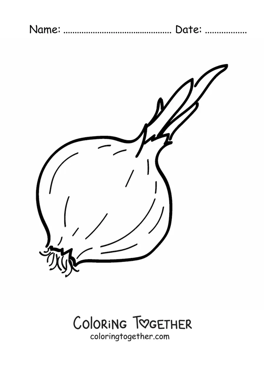 Coloring page of a red onion