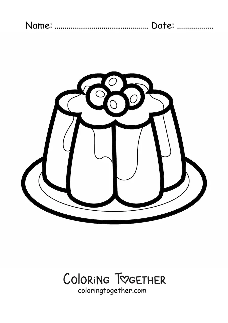 Coloring page of a jelly with blueberries
