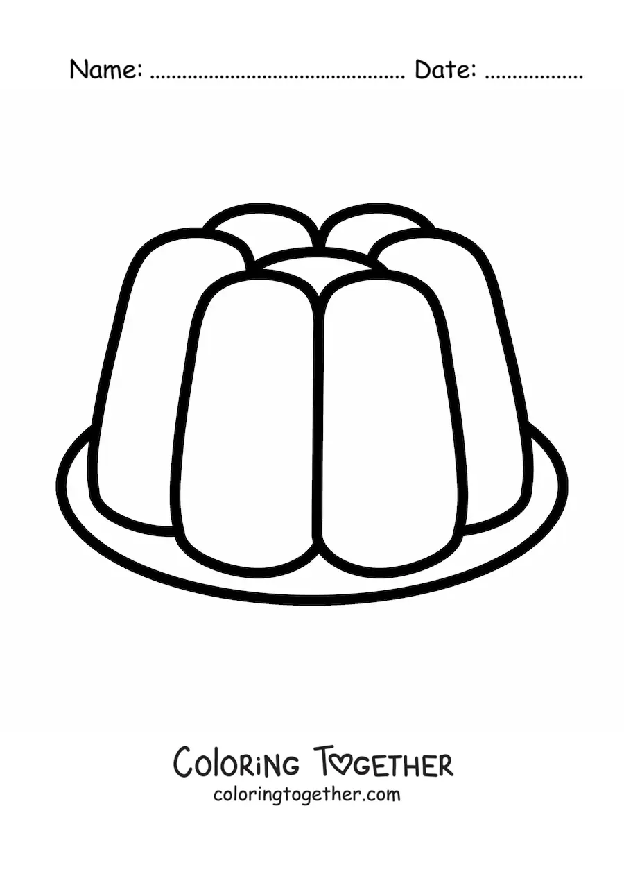 Coloring page of a jelly on a plate