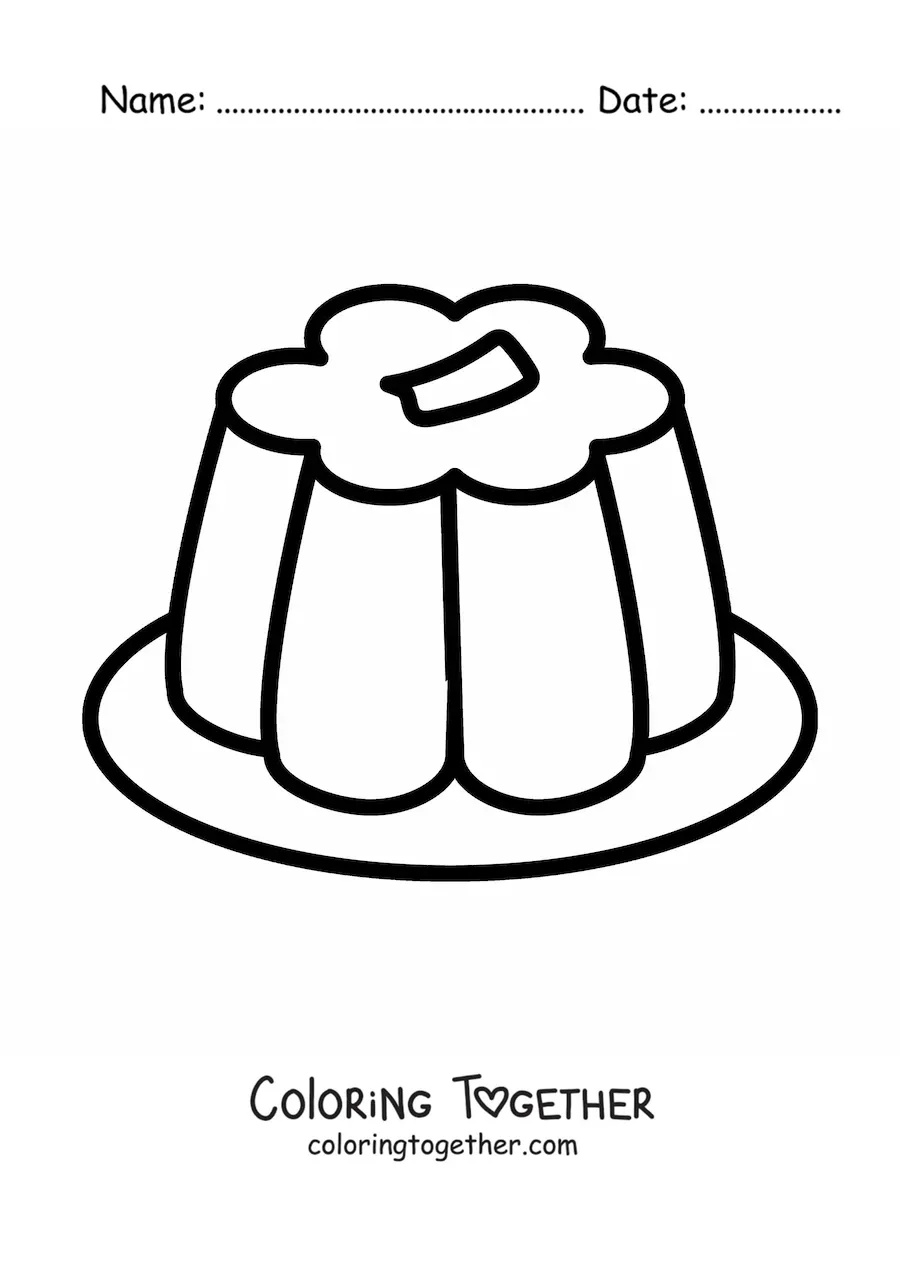 Coloring page of a simple jelly on a plate