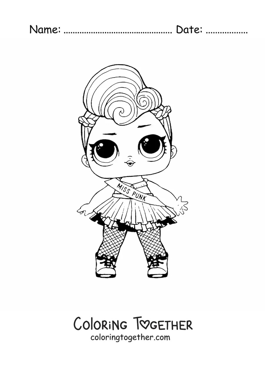Coloring page of L.O.L. Surprise Miss Punk