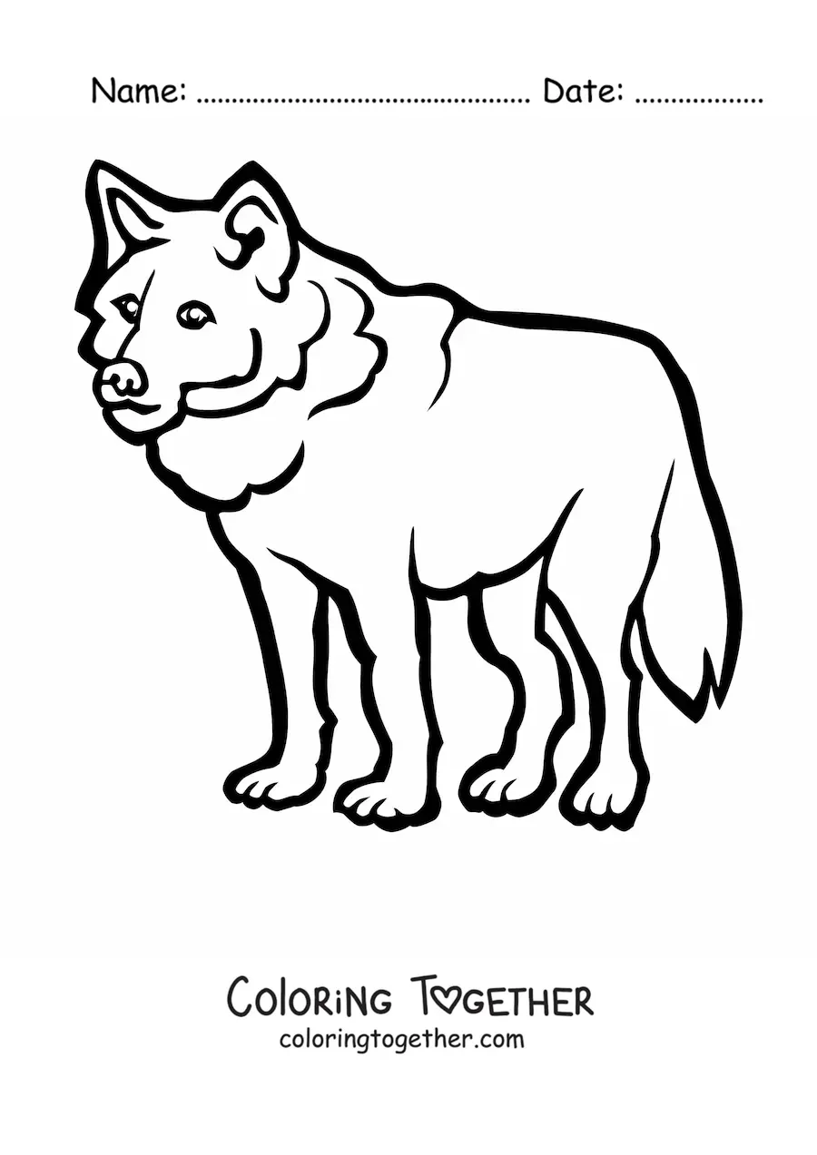 Coloring page of a wolf