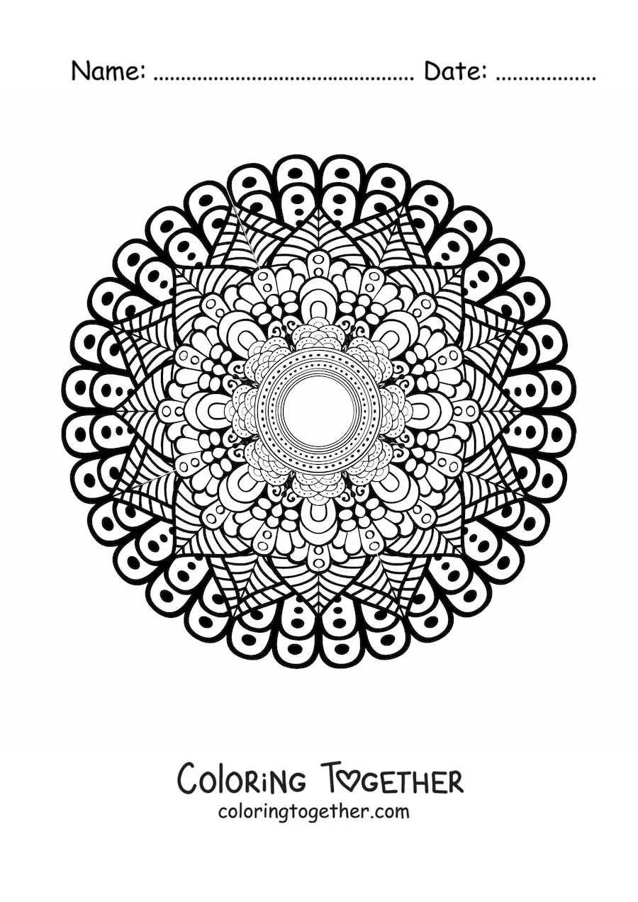 Coloring page of a hard nature mandala