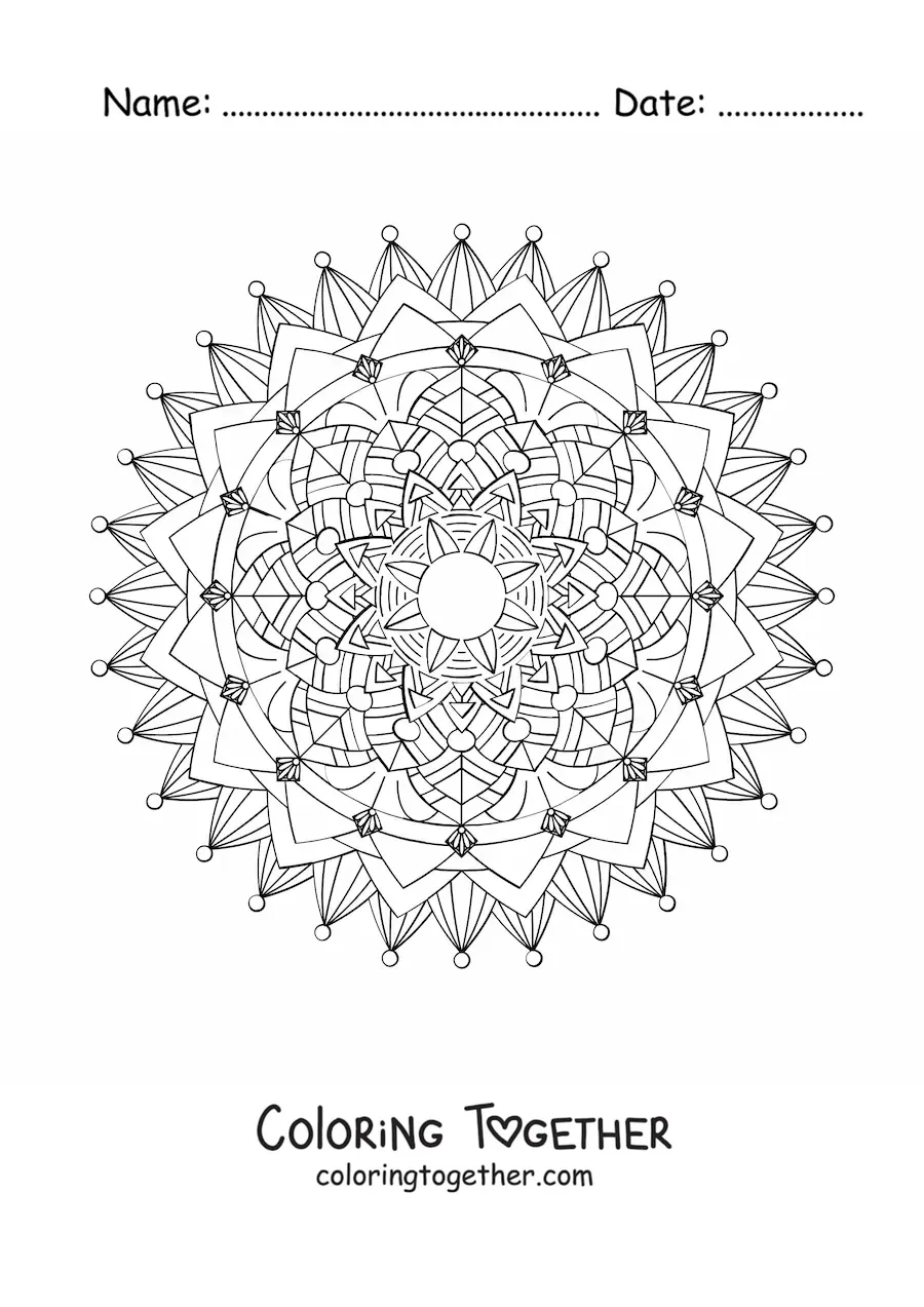 Coloring page of a hard nature mandala