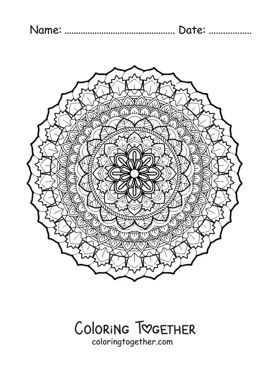 Coloring page of a pretty hard mandala