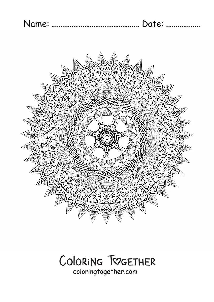 Coloring page of a super hard mandala