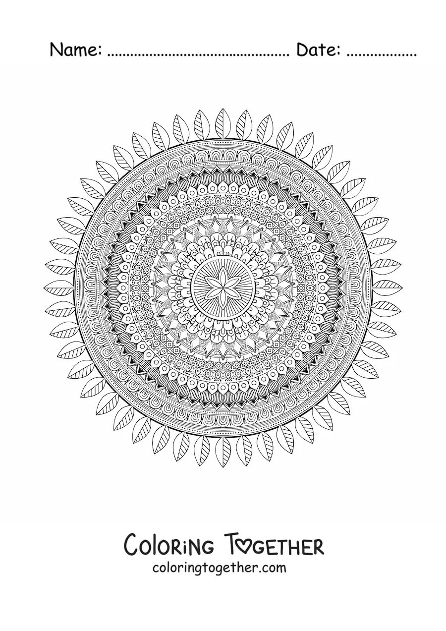 Coloring page of a super hard mandala