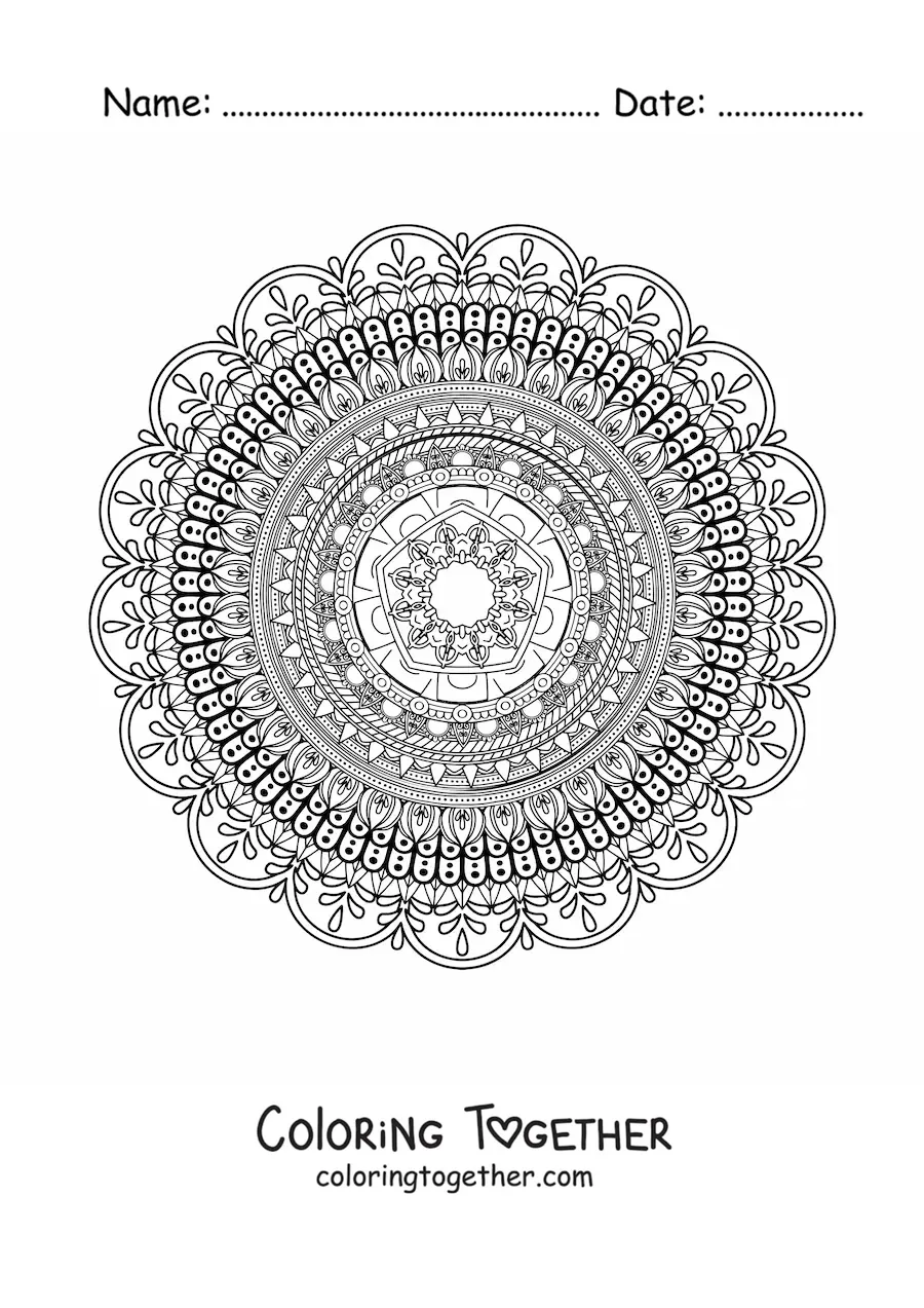 Coloring page of a super hard mandala