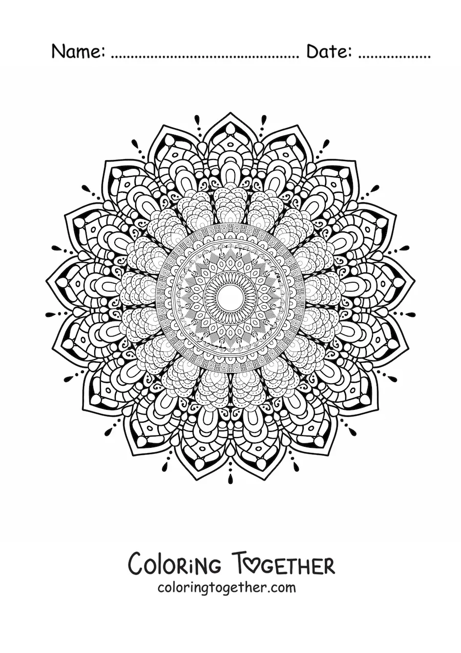 Coloring page of a super hard mandala