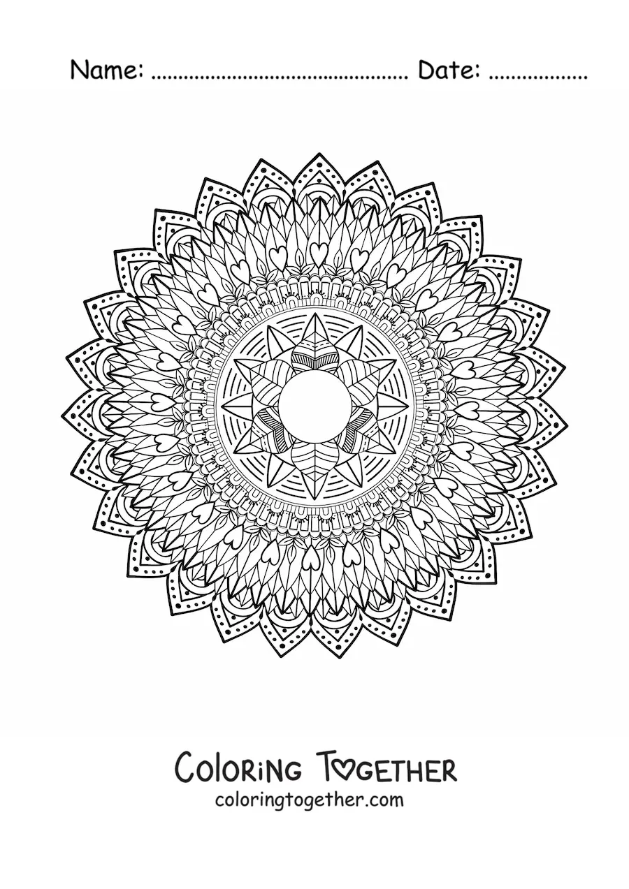 Coloring page of a hard mandala