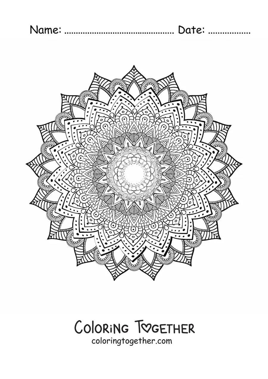 Coloring page of a hard mandala