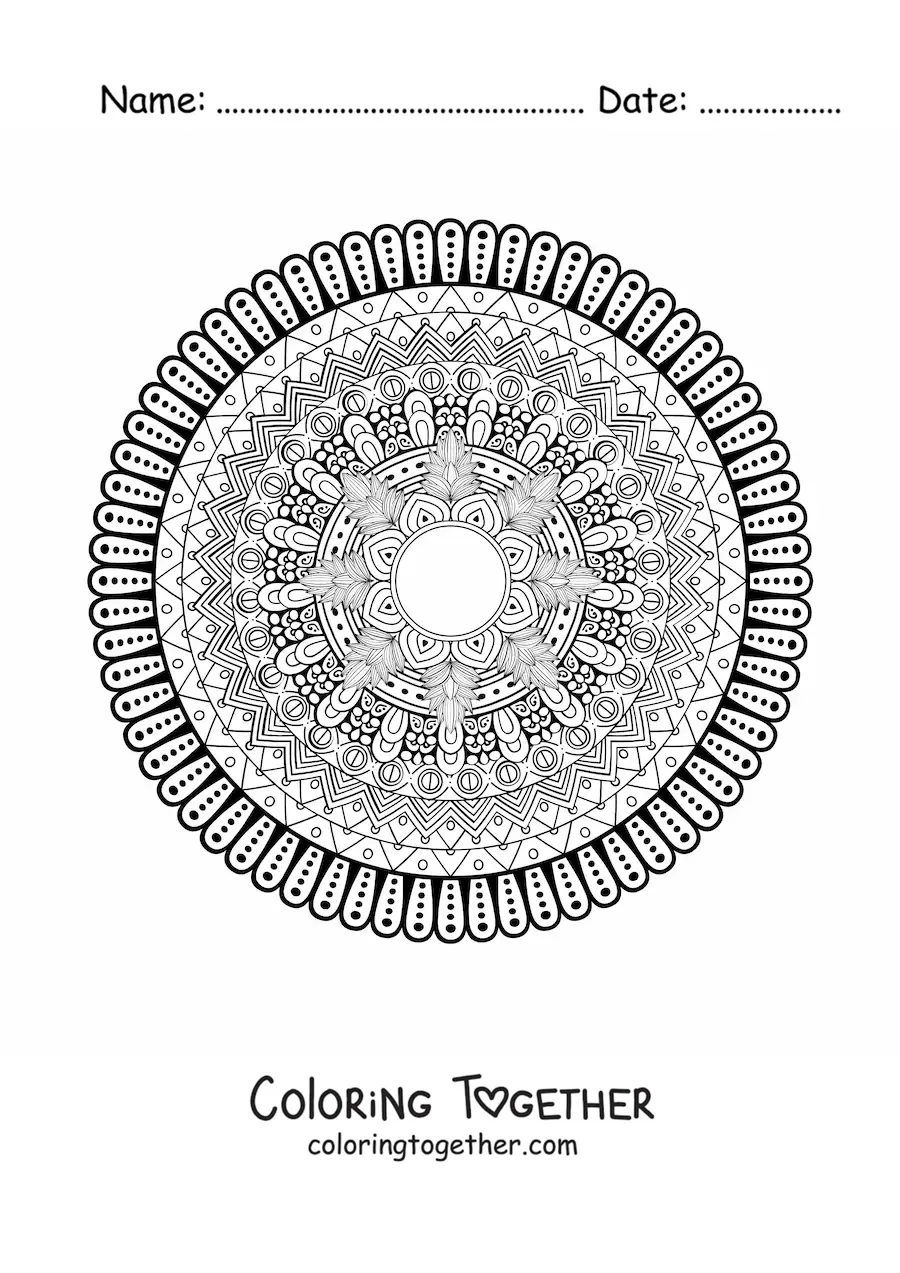 Coloring page of a hard mandala